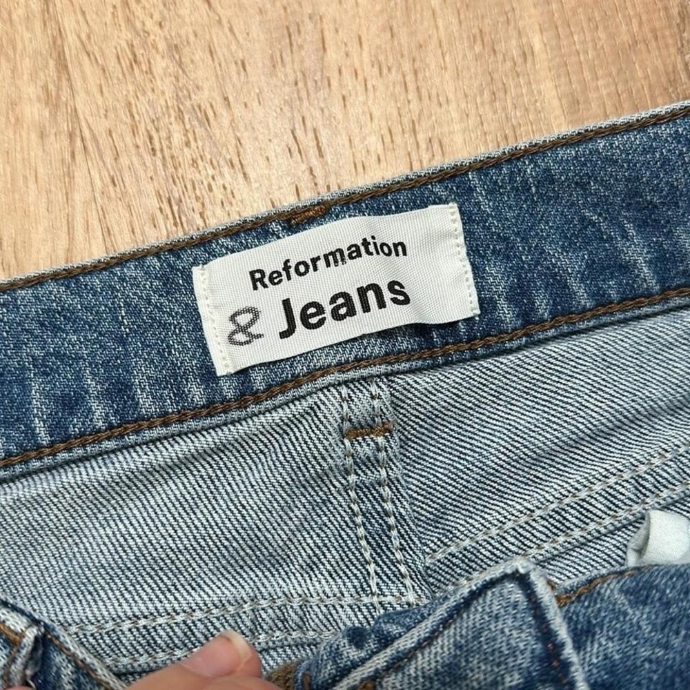 REFORMATION | Women's Palermo Destroyed Raw Hem Crop Denim Jeans, Size 26 - Picture 3 of 5